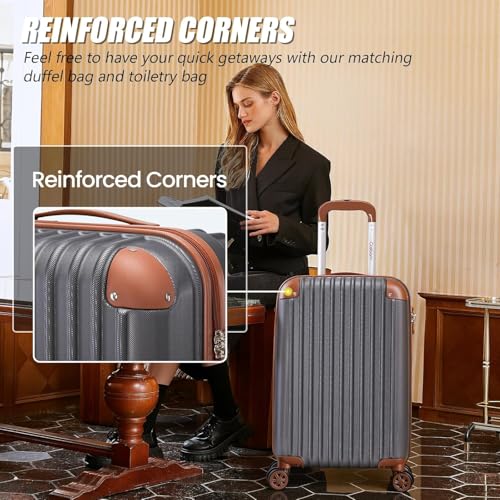 Image of Cosbarn Carry On Luggage Sets 3 Piece, 20 Inch Luggage 22x14x9 Airline Approved with Wheels and TSA Lock, ABS Lightweight Hardshell Travel Suitcase Set with Duffel Bag Travel Bag for Men Women