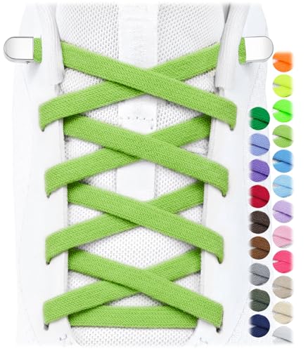 Image of Stepace 2 Pairs Elastic No Tie Shoe Laces for Kids and Adults Sneakers, Stretch Flat Tieless Shoestrings