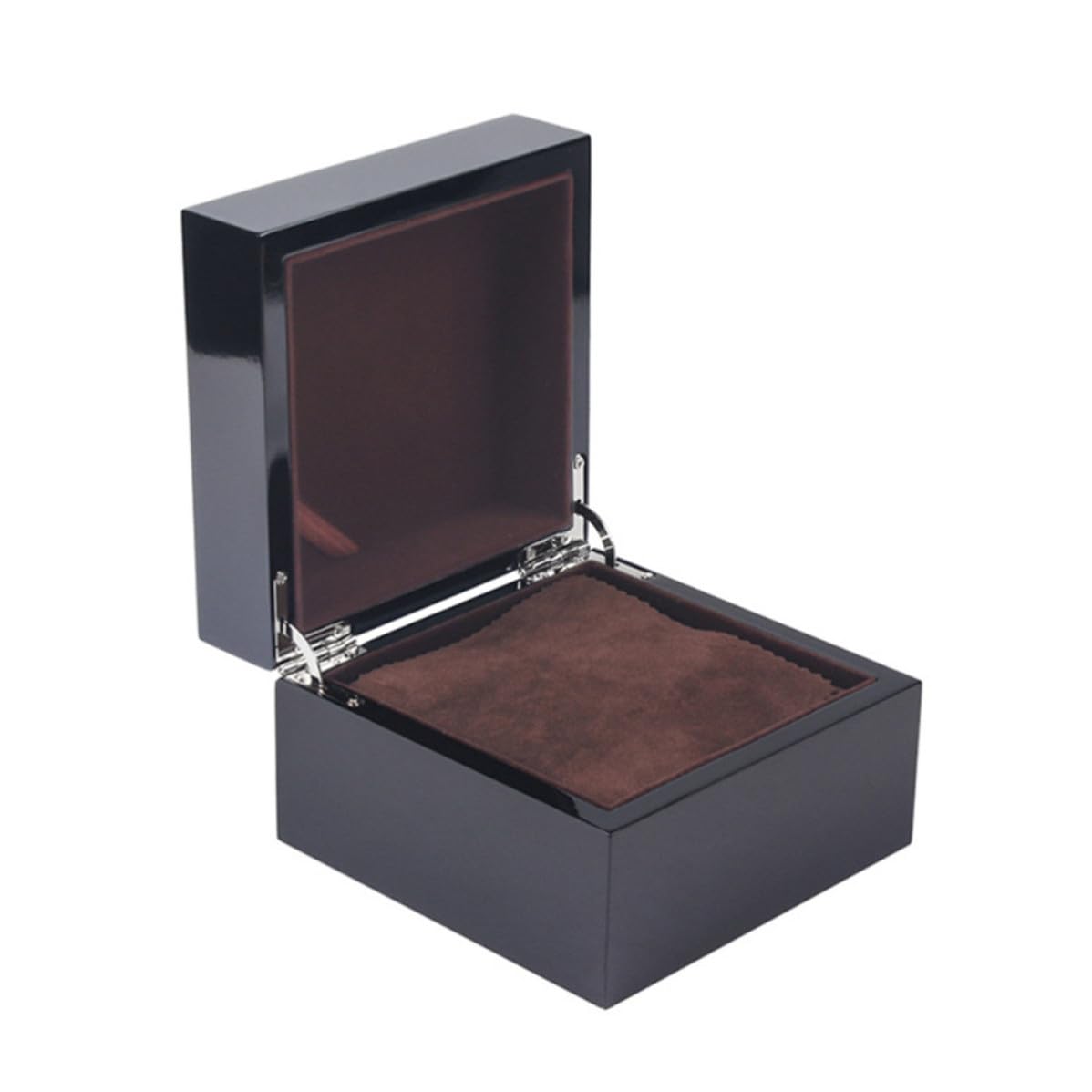 Vitrina para Relojes de Madera Negra Acabado Barnizado, Caja Cuadrada para Hombre, Protección y Almacenamiento Delicado Forro de Franela