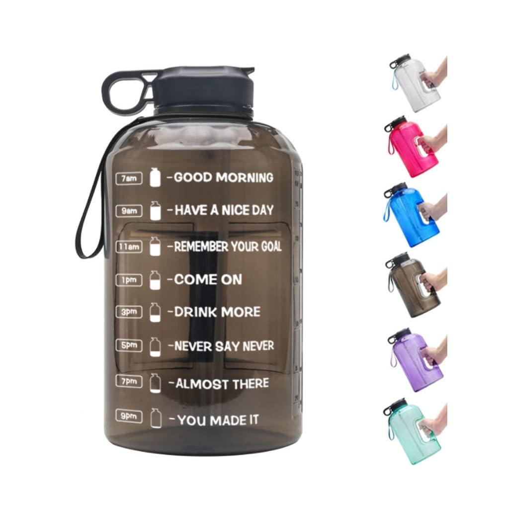 Bottiglia Acqua Sportiva 3.78L Bottiglia di grande capacità con coperchio del marker di tempo for le bevande dell'acqua Bevande del latte Simple Tazza con bottiglia di bere paglia Sport Borracce ( Blu