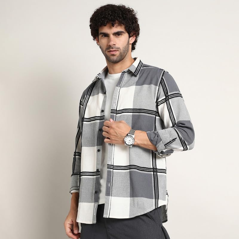 Image of CAHOOT Men's Shirt for Casual Wear | Mid-Rise | Regular Fit | Button Closure | Shirt Crafted with Comfort Fit for Everyday Wear