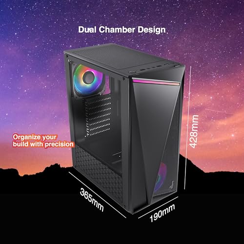 Image of FINGERS NovaRay Full ATX PC Cabinet with Dual Chamber Design, ARGB Lights, 3 x 12 cm Massive ARGB Fans for Superior Cooling & Performance, Toughened Glass Side Panel, Magnetic Dust Filter