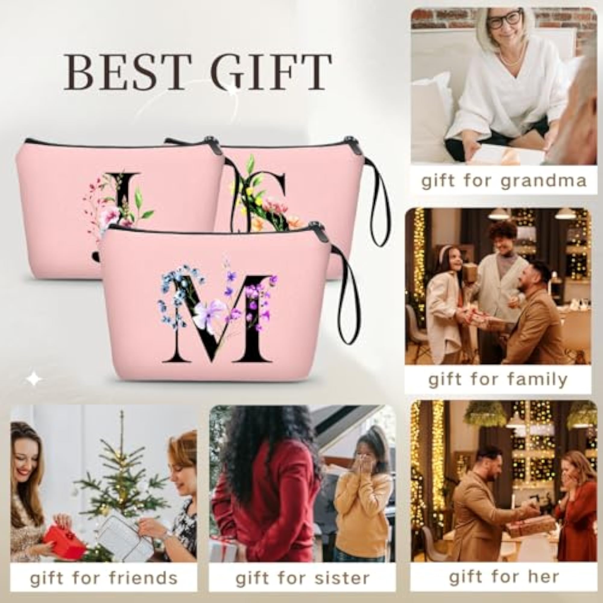 Makeup Bag with Mirror, Unique Birthday Gift for Women