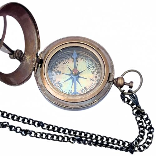 Brújula de bolsillo vintage de latón con brújula solar miniatura 2