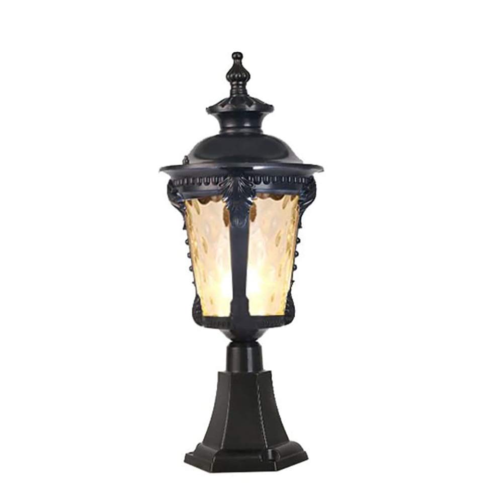 VDOQTLJT Post Lantern Lights Traditional Black& Bronze Ip44 Outdoor Waterproof Pillar Lamp Wall Villa Garden Door Community Courtyard Decor Table Light Stadium(Nero)