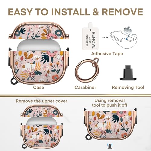 Image of Maxjoy for AirPods 4 Case with Lock, Cute AirPods 4 Case Lock Protective Hard AirPod 4 Generation Cover for Women Girly with Keychain Clip for AirPod 4th Generation Cover 2024, Flower
