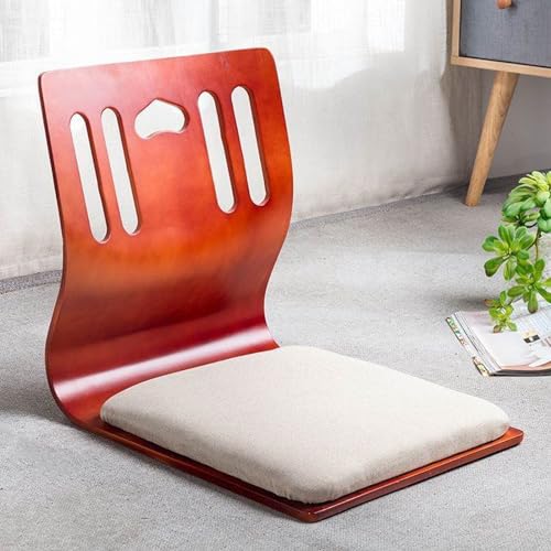 Silla japonesa de suelo – Taburete de meditación de madera para relajación y lectura – Ideal para ventanas de bahía y visualización de televisión
