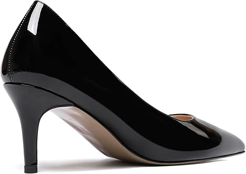 Miniatura 5 de WAYDERNS Zapatos de tacón medio de charol sólido para mujer, con puntera puntiaguda, 2.5 pulgadas