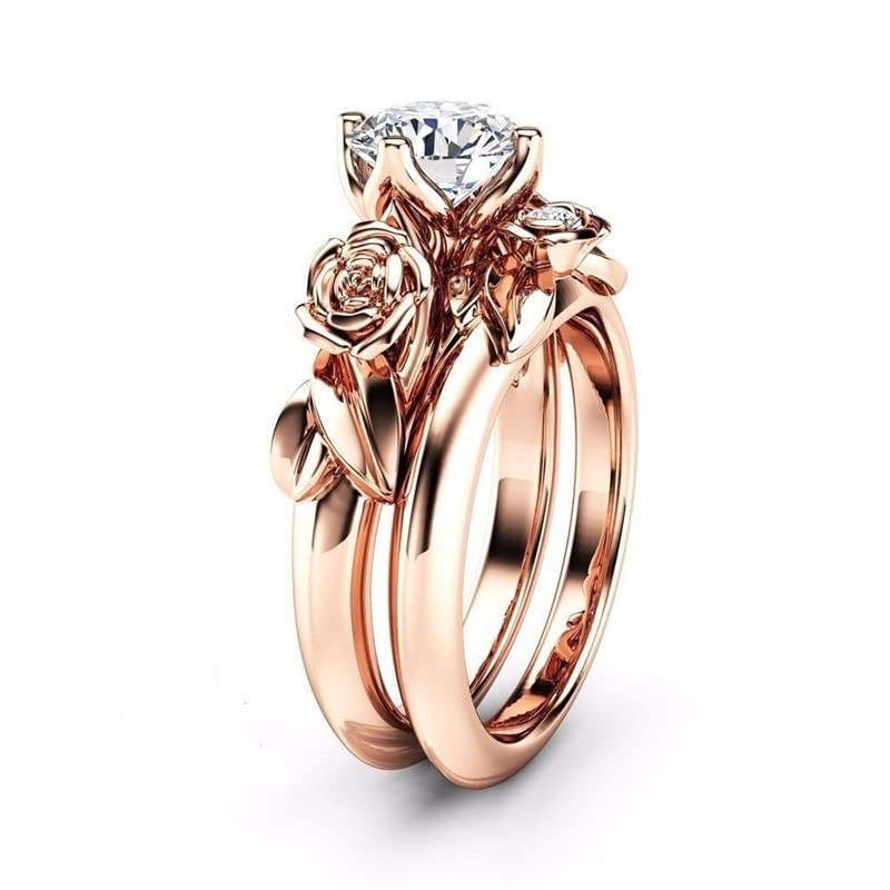 925 Sterling Silver Fashion 14k Rose Gold Square Zirconia Promise Ring Women's Engagement Ring Oval Cut Bridal Ring Set Rose Ring2
