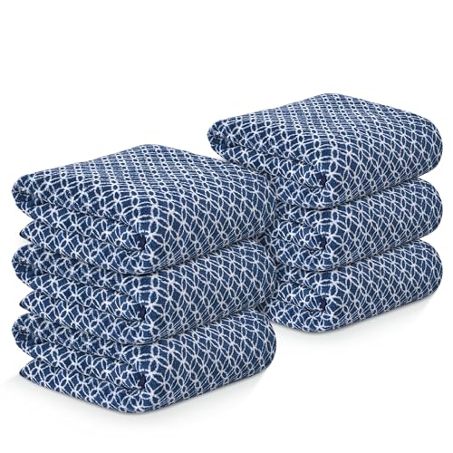 Image of Kuber Industries 6 Pcs Microfiber Towel for Bath 30x60 Inch Large Size | 280 GSM Soft Towel for Women and Men | Quick Dry & Absorbent Shower Bathtowel for Swimming and Beach | Circle - Blue