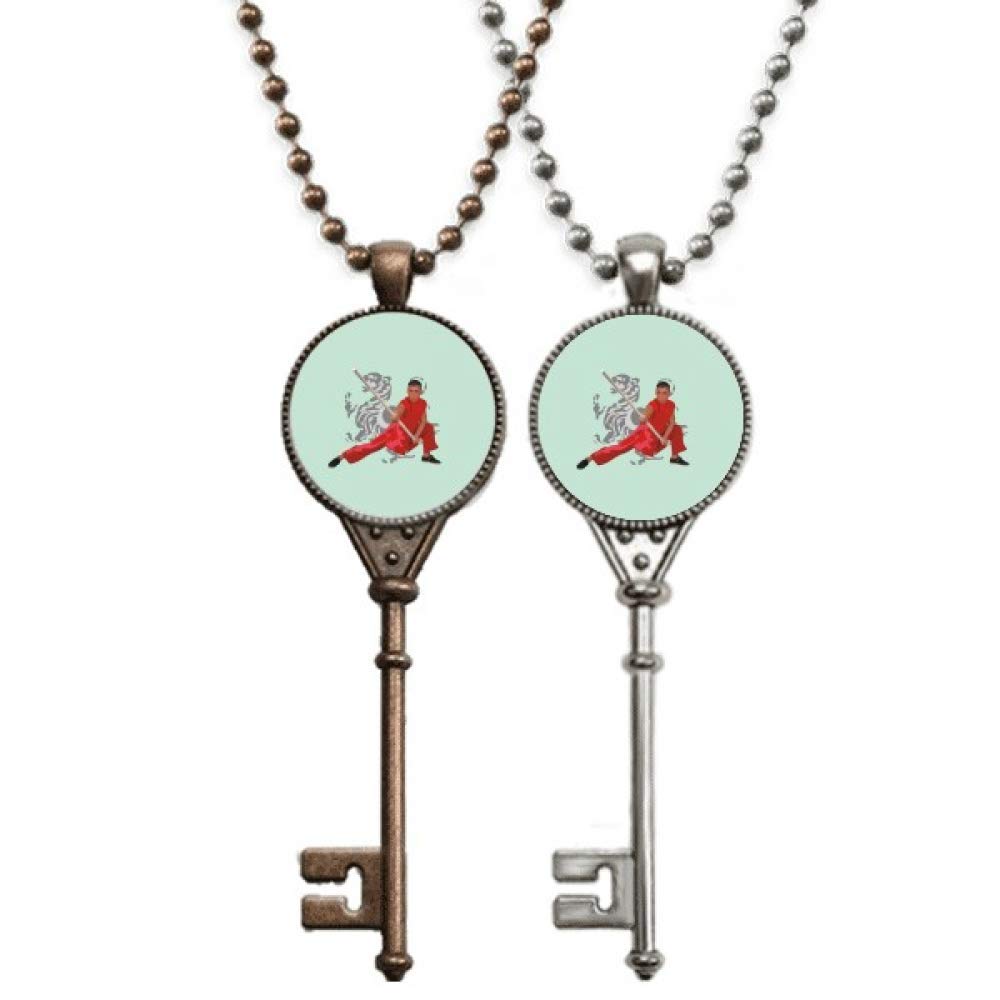 offbb Chinese Shaolin Temple Stick Cudgel Key Necklace Pendant Jewelry Couple Decoration
