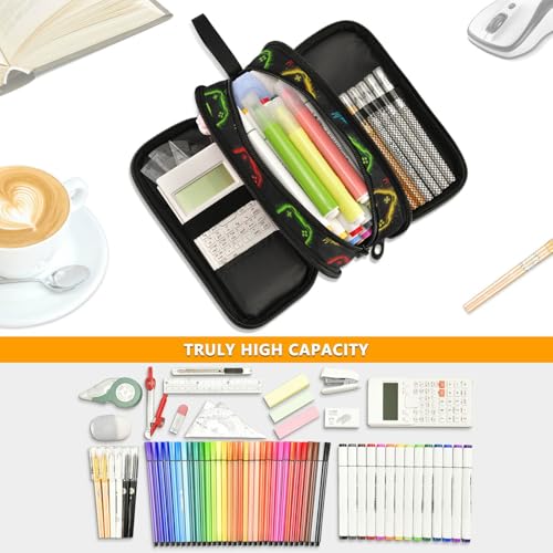 Image of Wfrish Game Joystick Black Large Capacity Pencil Case, 3 Compartments Pen Pouch Organizer for School College Office, Zippers Big Pencil Bag for Teens Adults Girls Boys Makeup