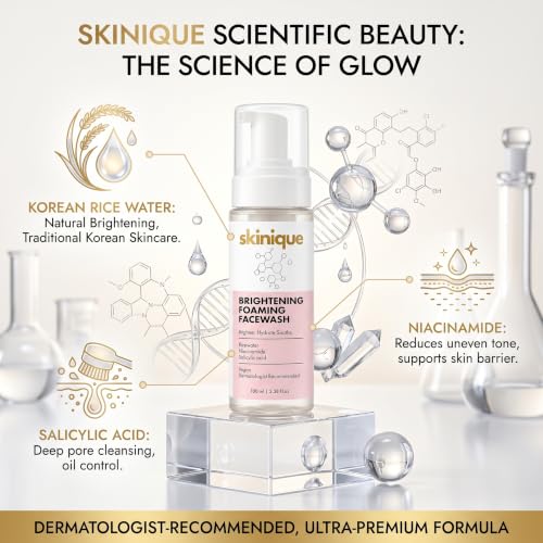 Image of Brightening Foaming Face Wash with 2% Salicylic Acid, Rice Water & Niacinamide | Gentle Daily Cleanser for Oil Control, Pore Cleansing | Hydrating Face Wash for Men & Women | 100ml