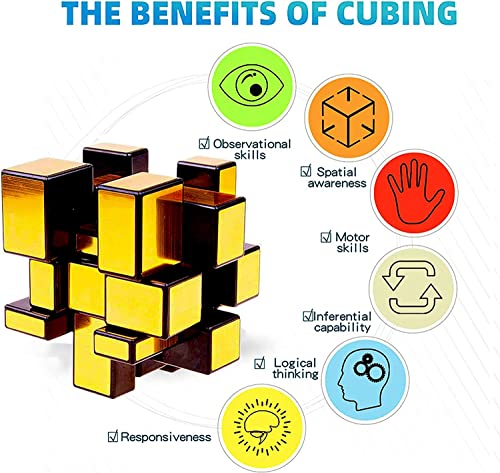 Image of Magic Smoothly Stickerless High Speed Magic for Kids,Speedy Stress Buster Brainstorming Puzzle Game Mind Games,Puzzle for 14 Years and Up,Multi (Mirror Golden Cubbe 3x3)