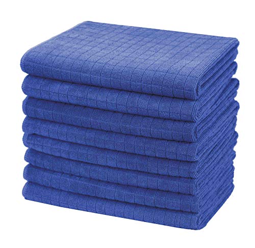 gryeer 8er-Set Microfaser Geschirrtücher weiche super saugfähige und fussel freie Küchentücher 45 x 65 cm (Palast Blau)