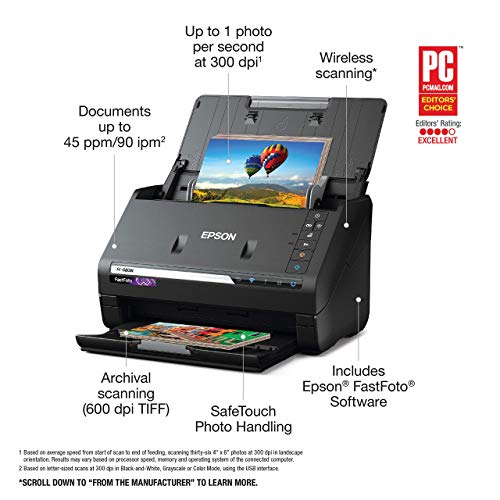 EPSON FastFoto FF-680W Wireless High-speed Photo and Document Scanning System (Renewed) , Black