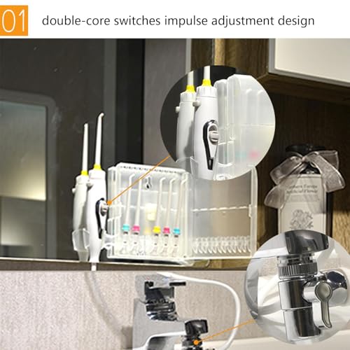 Mundspüler, nicht elektrisch, Munddusche mit Wasserhahn, nicht elektrisch, oraler Irrigator mit 6 Düsen, zur Reinigung der Zähne, verstellbare Zahnpflege, Dusche und Zähne – Bild 4