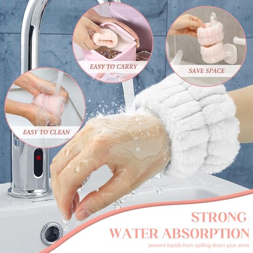 Image of Crosize 8 Pcs Microfiber Spa Wrist Bands for Women's Washing Face, Absorbent Face Washing Wristbands, Yoga Practitioners, Fast Drying, Set of 4 Colors