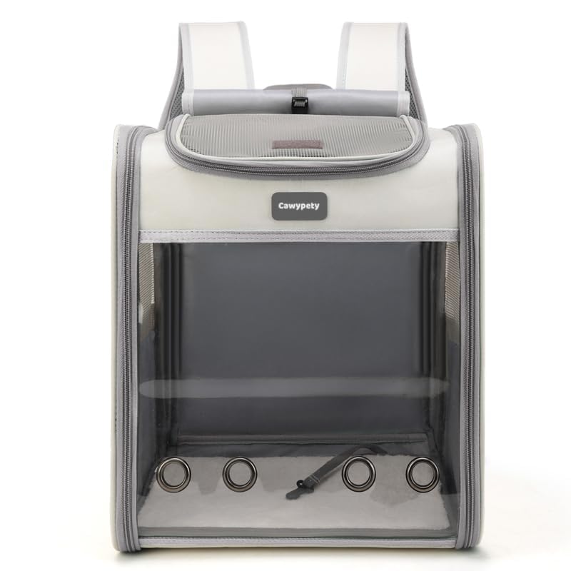 Image of Cat Backpack Carrier, Breathable Cat Carrier Large Space Bubble Pet Backpack For Kitty Small Dog Up To 15Lbs, Transparent & Foldable Pet Carrier For Travel Hiking (Light Gray)