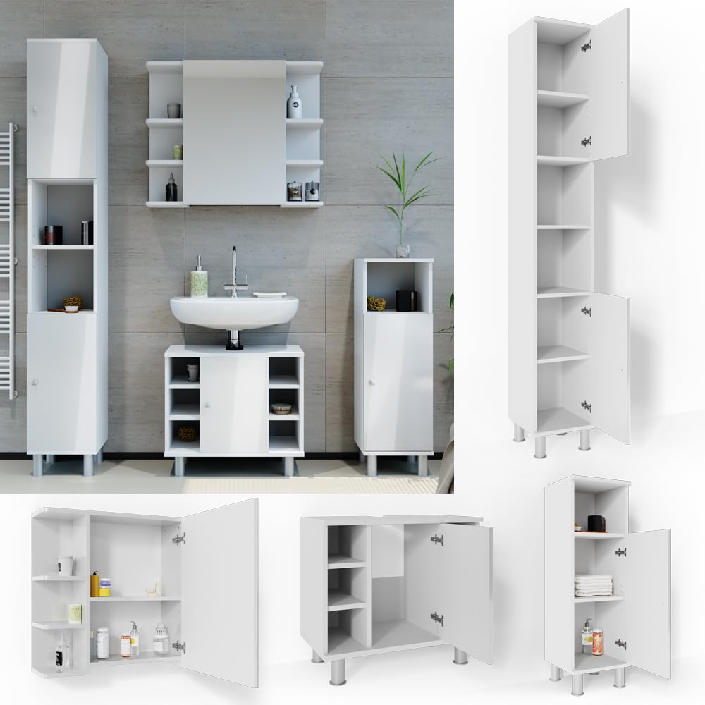 Vicco Conjunto de Muebles de baño Fynn, Blanco Alto Brillo 60 cm
