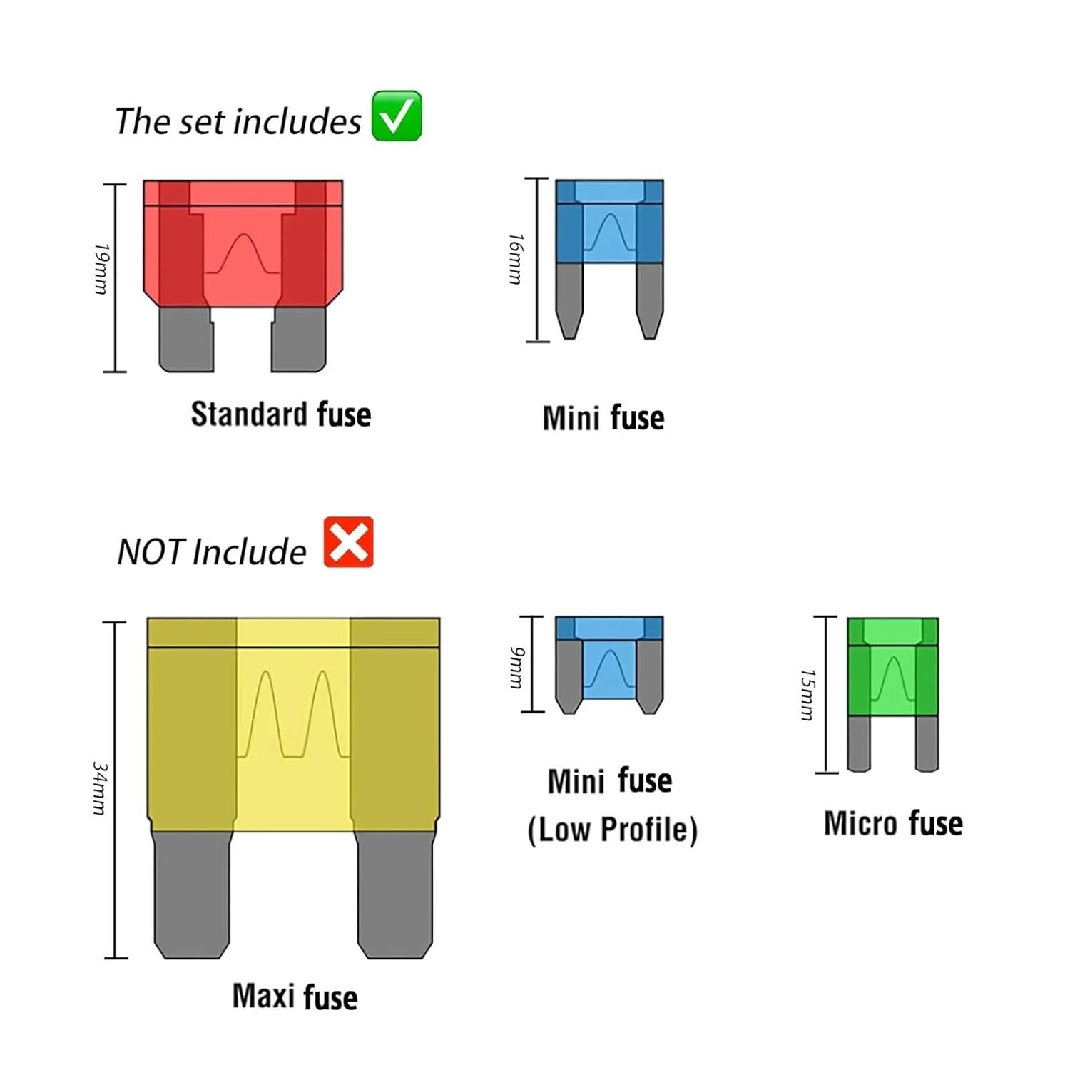 120pcs Car Fuses Assortment Kit, Blade-Type Automotive Fuses - Standard & Size Replacement Fuses for Car/RV/Truck/Boat