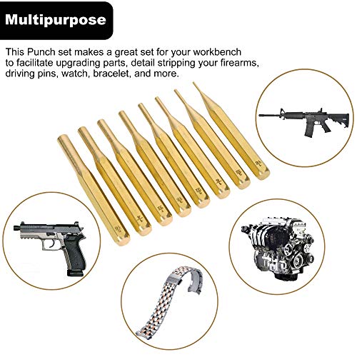 Brass Punch Set, Hammer Bench Block Kit | Gunsmithing, Gun Repair Tools Kit With Steel, Plastic for Armorers, Watch, Jewelry, and Craft - Thumbnail 3