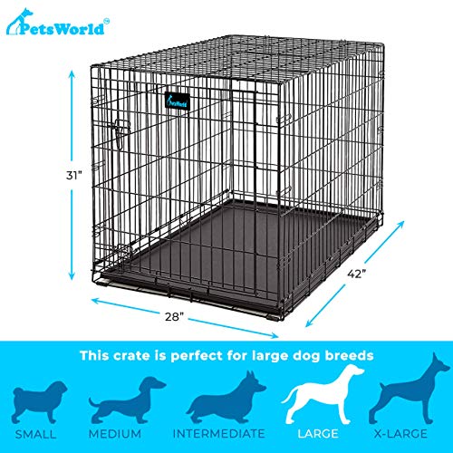 PETSWORLD Solid Steel, Foldable, Single Door Dog Crate, 42 inches + Dog Bed w/Divider| Heavy Duty, Foldable, Easy to… - Image 4