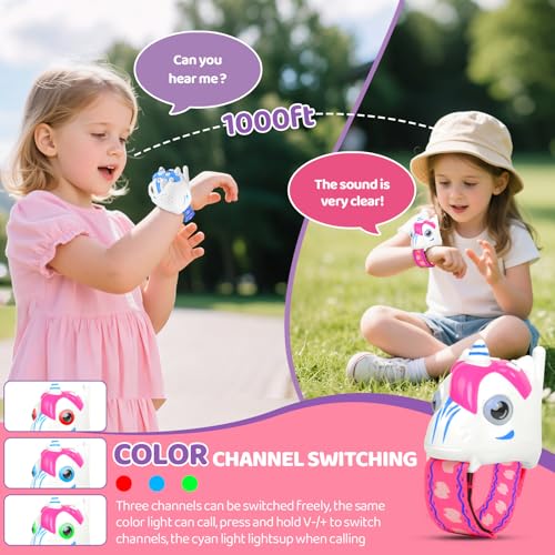 Image of Walkie Talkies for Kids 2 Pack, Unicorn Toys for Girls Age 3 4 5 6 7 8, Wrist Walkie Talkie Watch Toys, 1500FT Long Range Camping Outdoor Games, Birthday Christmas Stocking Stuffers Gifts