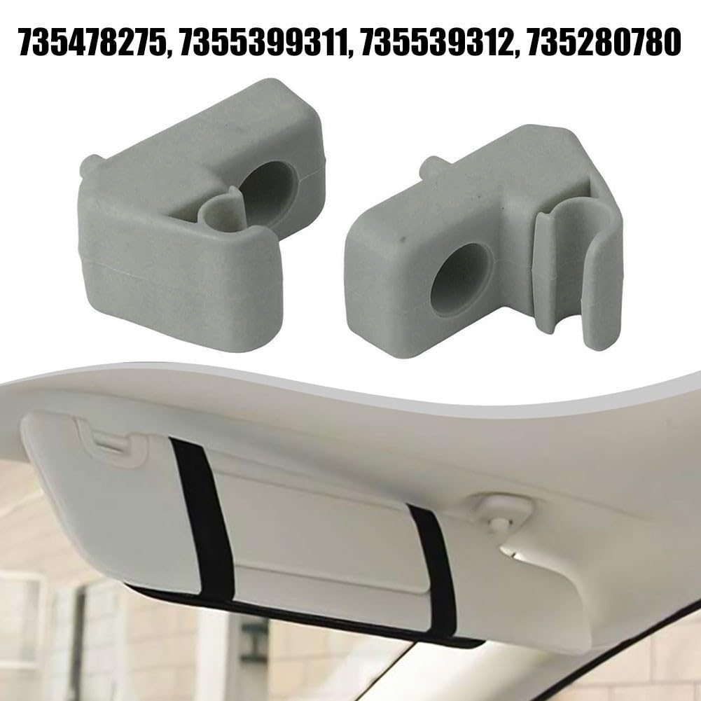 Supporto per aletta parasole auto per Fiat Grande Punto - plastica ABS, grigio, OEM 735478275/7355399311/735539312/735280780, confezione da 2