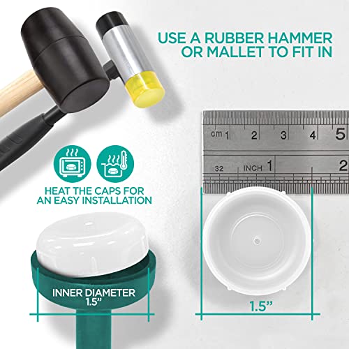 Furniture Leg Gliders (24 Pack, White) - 1.5" Round Plastic Outdoor Replacement Feet For Outdoor Furniture - Caps For Vintage Wrought Iron Patio Chairs & Tables - Replacement Chair Glide Protectors #TOP2