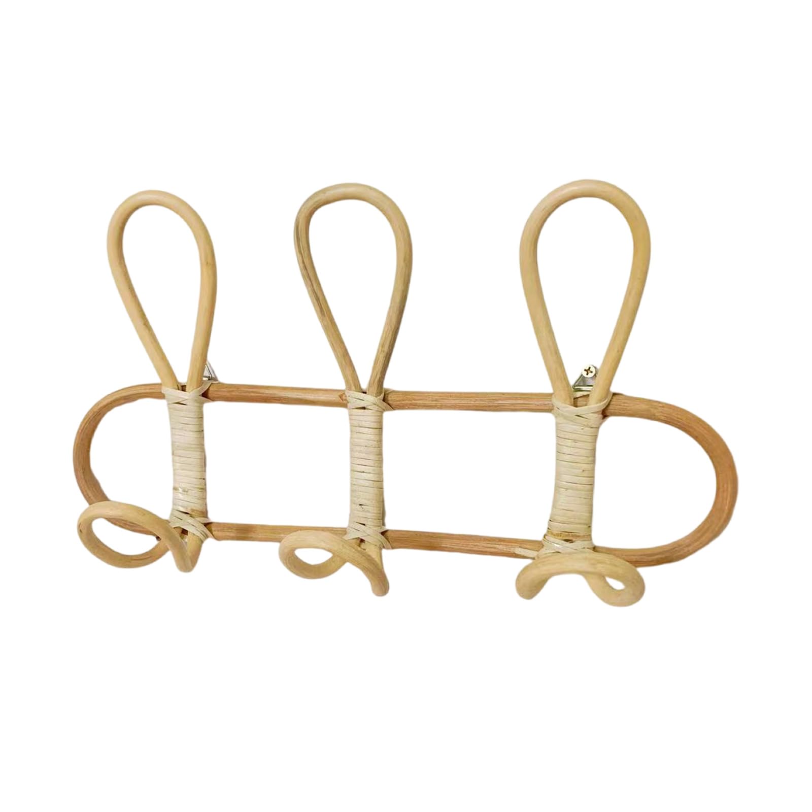 Hsioluted Multicolor Rattan Wall Mounted Entryway Coat Rack Storage Organiser For Towels Space Saving Door Hanger With 3 Hooks Home Decorative Hooks
