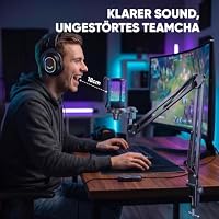 FIFINE Gaming Mikrofon PC mit Arm, Typ A/C USB Microphone Kit mit Stummschalttaste für Podcast Streaming Studio, für MAC PS4 PS5 – Ansicht 2