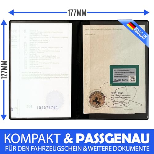 \KFZ Dokumentenhülle von GHADA – Stabiles 2-Fach PVC-Etui für Fahrzeugschein – Kartenhülle mit hoher Qualität – Deutsche Herstellung – Schwarz