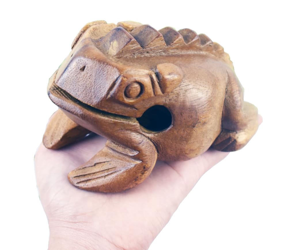 Frog guiro wood block musical instrument Percussion Musical Instrument Perfect size Natural Wood Güiro Frog. (5.5 inches-14.0 cm.)