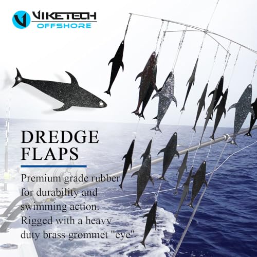 Image of VIKETECH 36'' Offshore Fishing Dredge Teaser for Marlin Tuna Mahi Wahoo | 21 x 13'' rubber flaps, stainless spreader bar, 13 drops, for saltwater trolling, sailfish, heavy duty brass eye