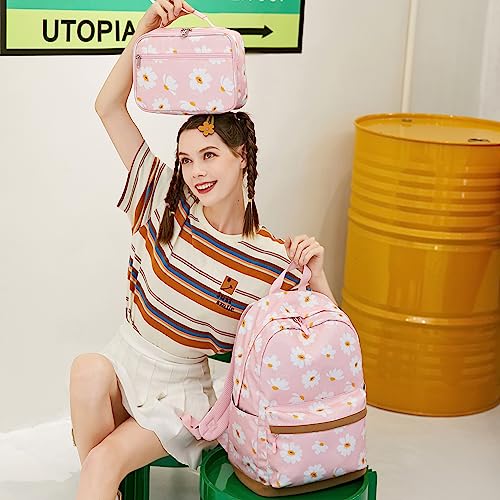 Joyfulife Daisy Backpacks for Girls Lightweight School Backpack with Lunch Box Water Resistant Bookbags for Elementary Students2