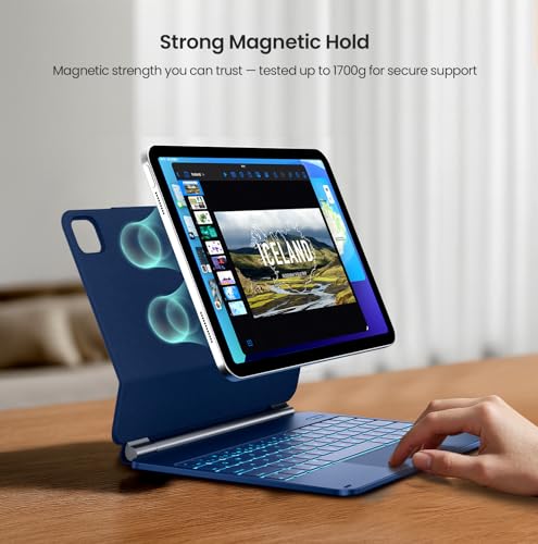 Image of typecase Edge Keyboard Case for iPad Air 11-inch(M4 /M3 /M2, 2026 /2025 /2024), iPad Pro 11 inch (4th /3rd /2nd /1st Gen) & iPad Air 10.9 inch 5 /4th Gen, Multi-Touch Trackpad, 11-Color Backlight, Pacific Blue