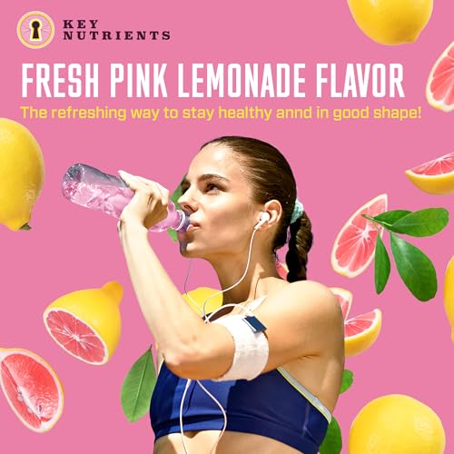 KEY NUTRIENTS Electrolytes Powder Packets - Fresh Pink Lemonade 40 Pack Hydration Packets - Travel Hydration Powder - No Sugar, No Calories, Gluten Free - Made in USA