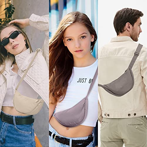 Image of Nylon Crescent Crossbody Bag for Women Purses Trendy Men,Small Travel Sling Bag Hobo