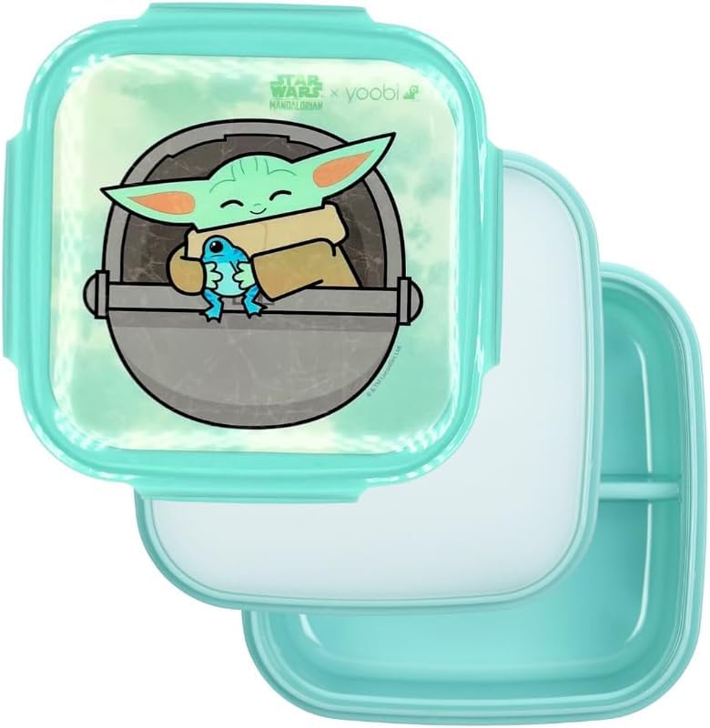 Yoobi Star Wars X Grogu Bento Box and Ice Pack for Kids & Tweens – 3 Compartment Lunch Box, Dishwasher & Microwave Safe Food Container – BPA & PVC...
