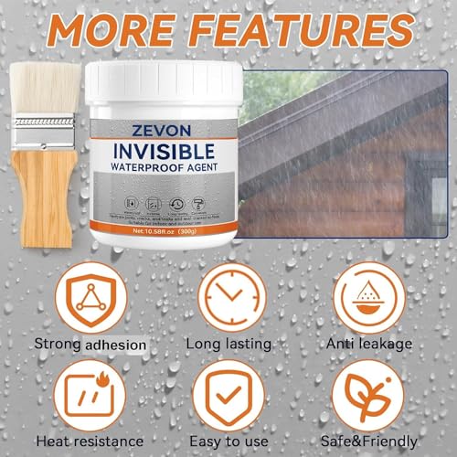 Image of ZEVON 300G Waterproof Glue for Roof Leakage - Roof Water Leakage Solution, Crack Seal Agent - Strong, Transparent Waterproof Sealant and Adhesive for Pipe Wall Tiles With Brush, (PACK OF 1 * 300G)