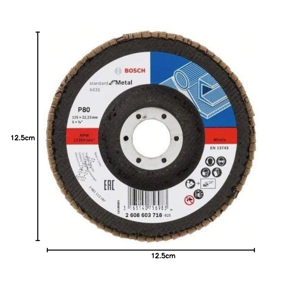 Bosch Professional 2608603718 standardowa tarcza szlifierska do metalu 125 mm K80, 80