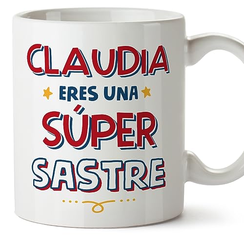 MUGFFINS Tazas Personalizadas para SASTRE mujer - En Español - Eres Súper - 11 oz / 330 ml - Regalo Personalizable original y divertido