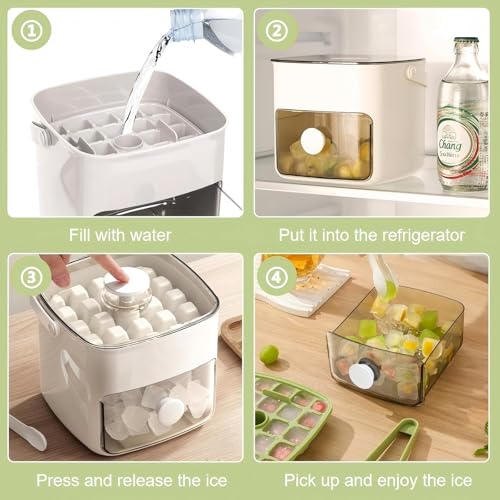 Image of Ice Cube Trays with Lid and Storage Bin Ice Maker for Freezer