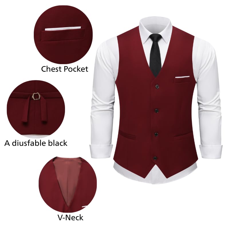 Men's 3 Piece Slim Fit Suit, Formal Business Tuxedo Set with Jacket, Vest, Pants, 4 Button Design for Wedding3