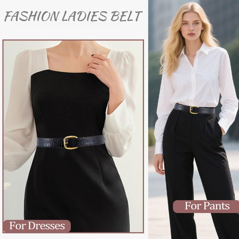 Yalice Women's Belt for Jeans Pants Dresses Fashion Ladies Leather Waist Belts with Gold Buckle - Image 4