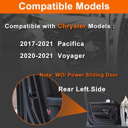 Image of Manual Left Sliding Door Lock Actuator Compatible with 2017-2021 Pacifica - 2020-2021 Voyager Rear Driver Side Door Latch Assembly