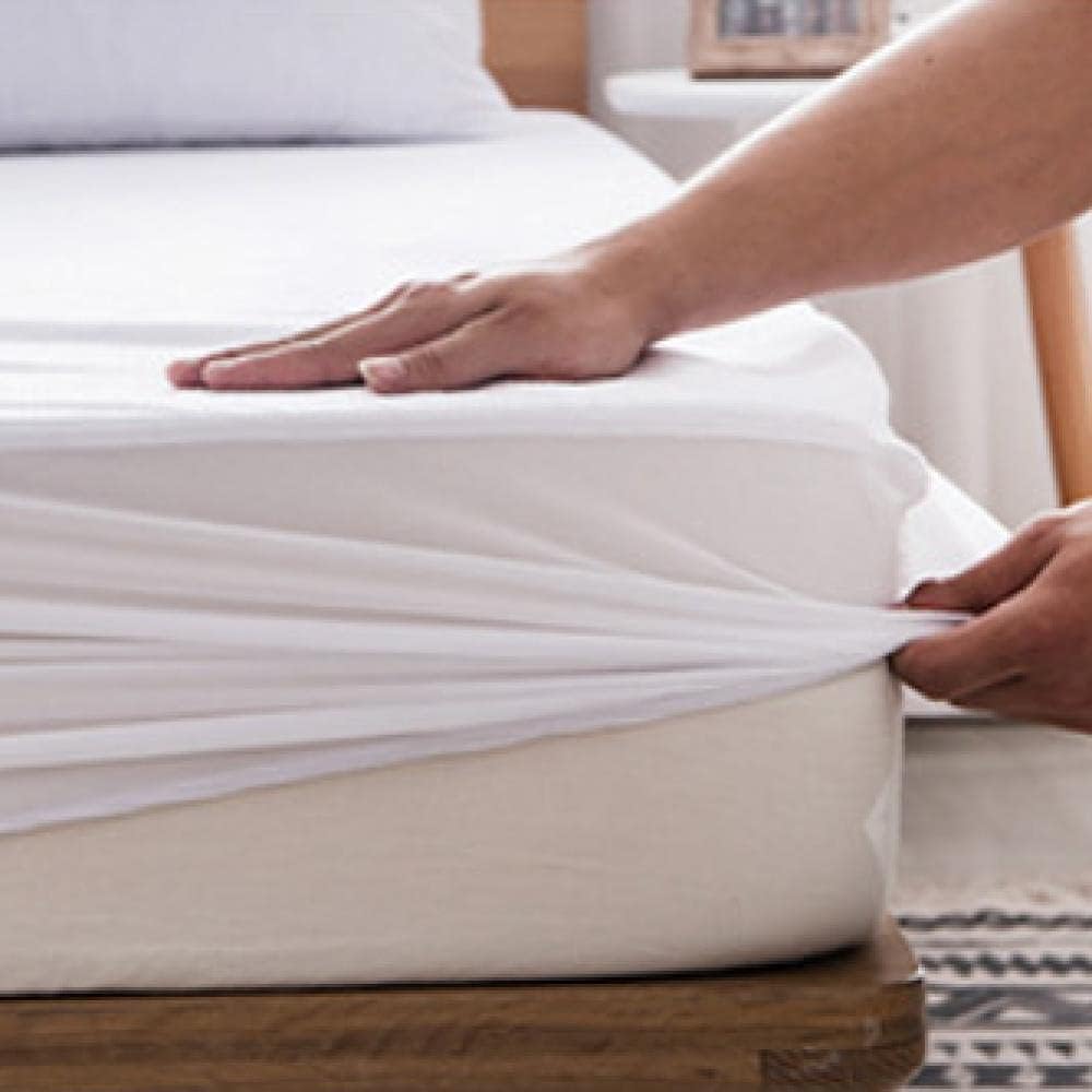 Elastic Fitted Sheet Boys and Girls Bedroom Cotton Waterproof Fitted Sheets,Kids Room Solid Color Urinary Mattress Protector Jade 1 150200cm+30cm