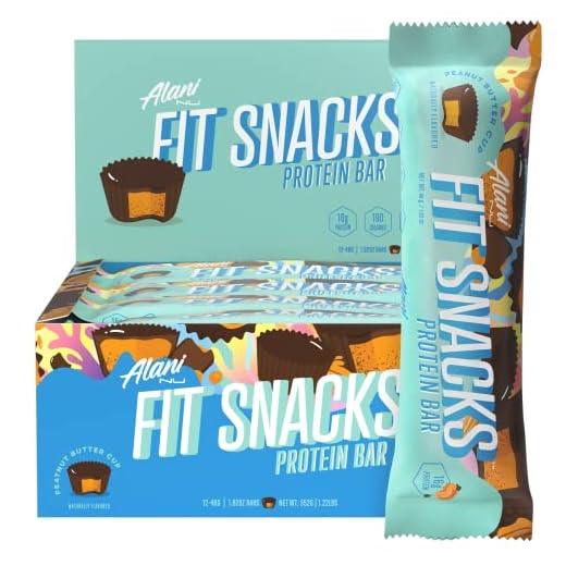 Alani Nu Fit Snack Protein Bar, Gluten-Free Bars, 16g Protein, Low-Sugar, Low-Carb, Peanut Butter Cup, 12 Servings