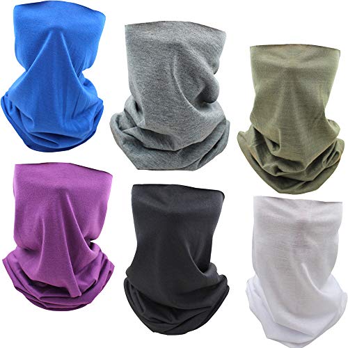 ZYUPHY Multifunción Bandana Pañuelos Cabeza Deporte Bufanda de Cuello Turbante Pasamontañas Tubo Protección UV Polainas de Cuello para Hombres y Mujeres，6 Piezas